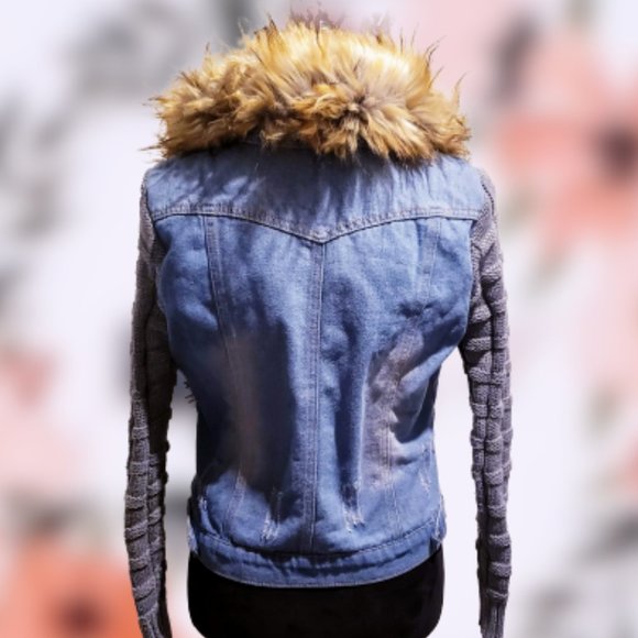 💋Eden One faux fur trim Jean Jacket size S - Picture 5 of 8